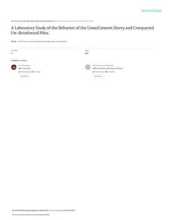 Más sobre Estudio de Laboratorio sobre el Comportamiento de la Lechada de Cemento de Cal y Pilotes no Reforzados Compactados