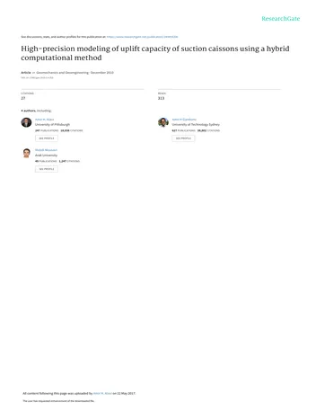 Más sobre Modelado de Alta Precisión de la Capacidad de Elevación de Cajones de Succión Usando un Método Computacional Híbrido