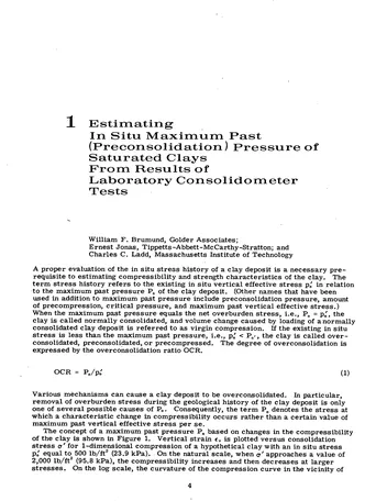 Más sobre Estimación in Situ de la Máxima Presión Pasada (Preconsolidación) de Suelos Saturados