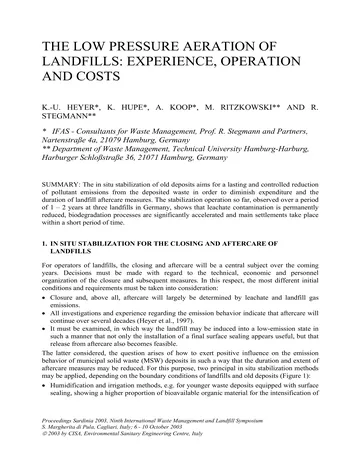 Más sobre Aeración a Baja Presión de Vertederos: Experiencia, Operación y Control